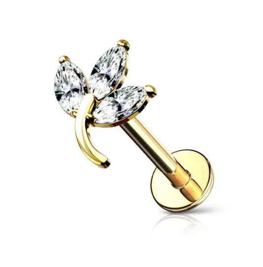 PIERCING FOGLIE CON ZIRCONI